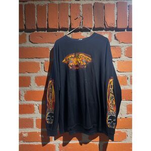 Los Banos California Vintage Y2K Flame Skull Long Sleeve Shirt - Size 2XL